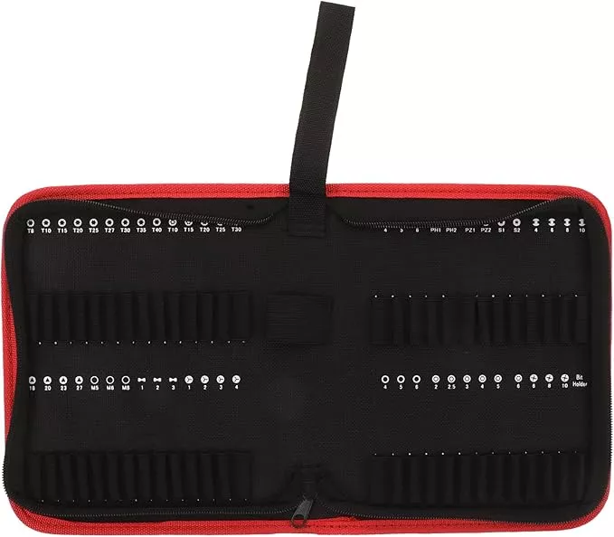 Housoutil Tool Pouch Driver Bit Oxford Cloth Bag, Small Tool Storage, Portable Handheld Organizer for Craftsmen, Diy Enthusiasts, Black