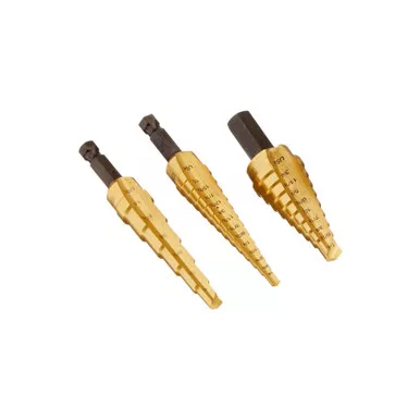 Irwin 15502 Unibit 502T Step Drill Bit Set With Nylon Pouch Titanium Nitride Coated 3Pc
