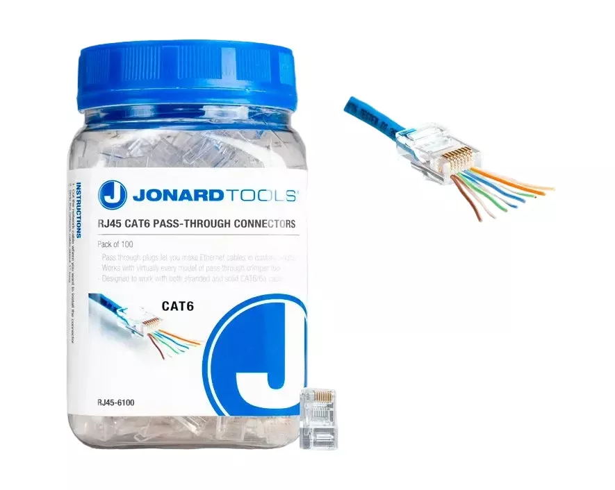 JONARD | CAT6 RJ45 Pass-Through Connectors (Pack of 100) | #RJ45-6100