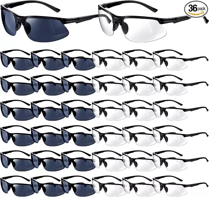 Kathfly 36 Pcs Safety Glasses Work Scratch Resistant Glasses Protective Safety Goggles Eyewear with Lens(Amber)