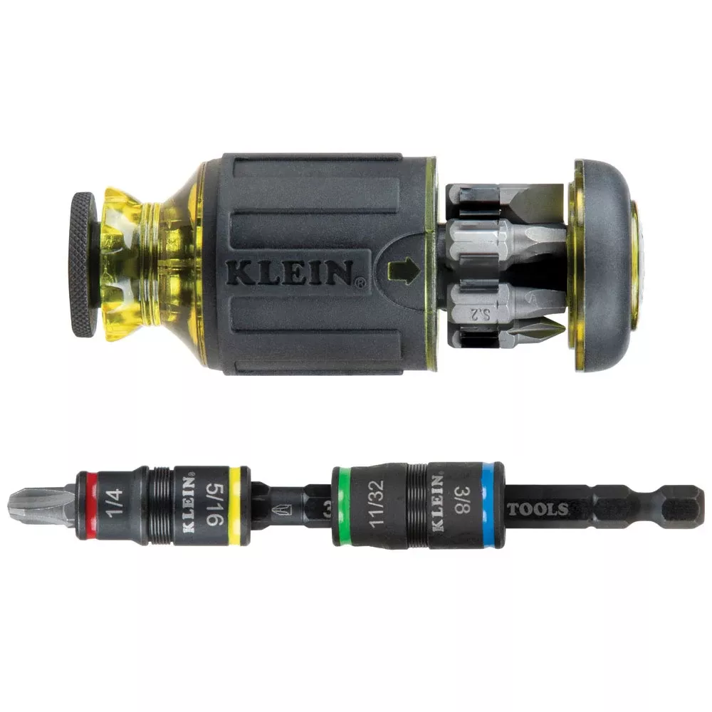 Klein 12-in-1 Impact Rated Stubby Driver Set w/ Flip Sockets 32308HD