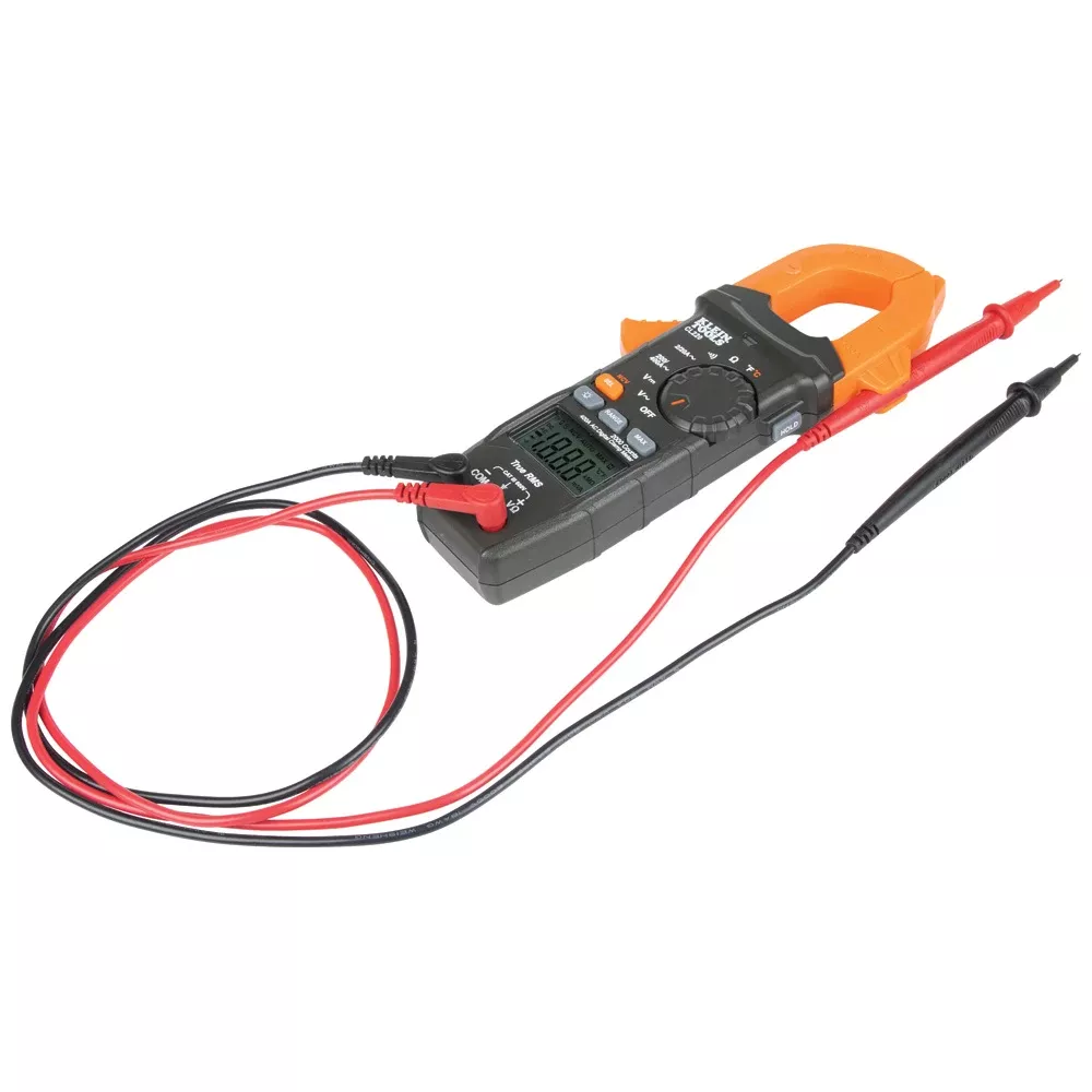 Klein Digital Clamp Meter, AC Auto-Ranging 400 Amp with Temp CL220