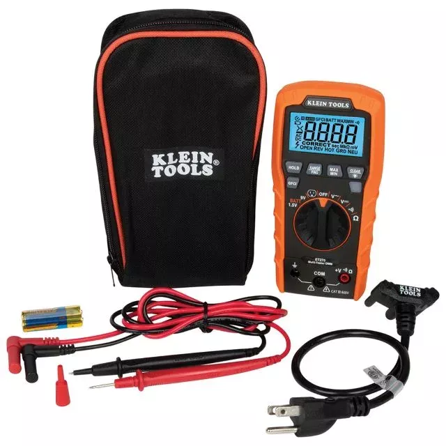 Klein Digital Multi-Tester, Multimeter w/ Receptacle Tester ET270