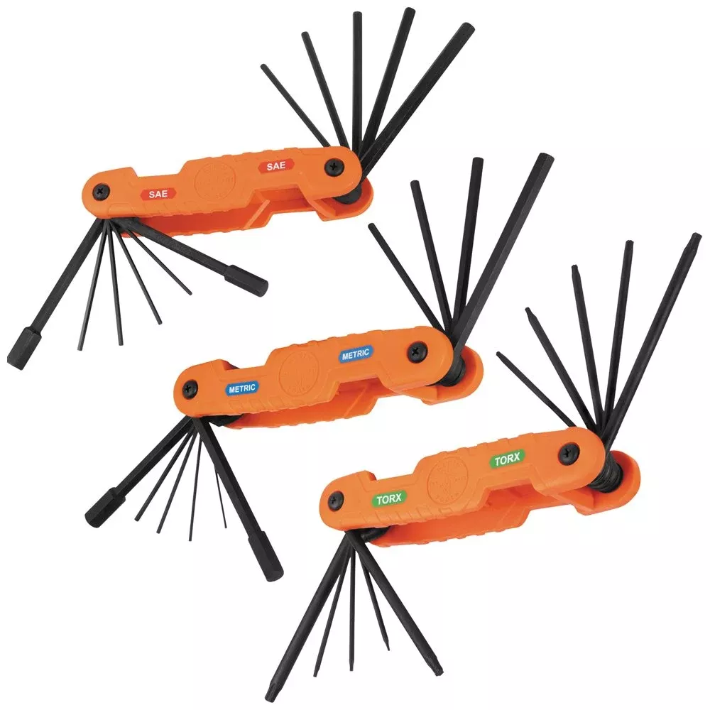 Klein Pro Folding Hex Key Set, 31-Key, SAE, Metric, TORX Sizes, 3-Piece 70553