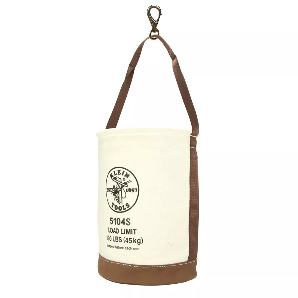 Klein Tools 12" Leather Bottom Canvas Bucket w/ Swivel Snap Hook