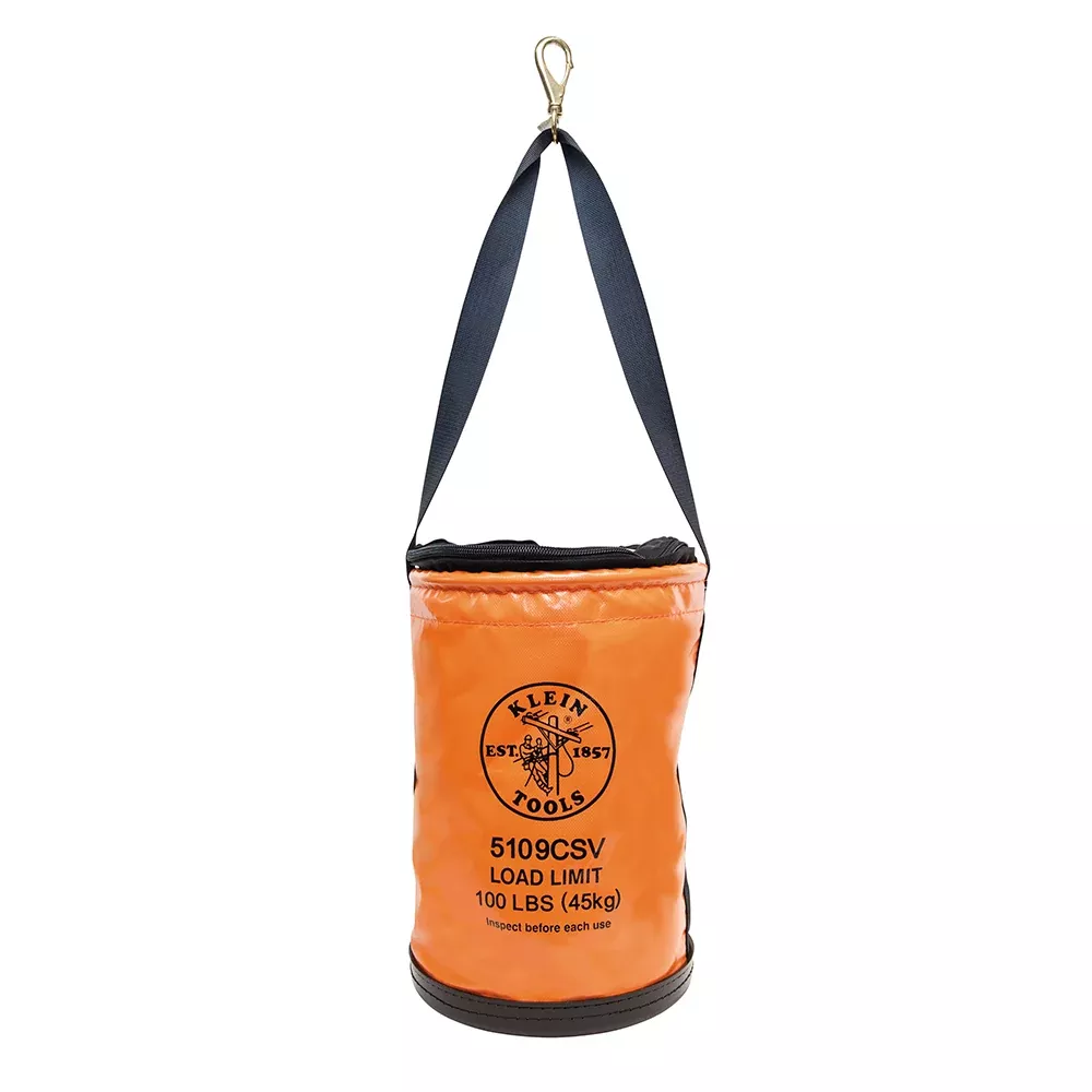 Klein Tools 12" Vinyl Utility Bucket w/ Closing Top & Swivel Snap Hook