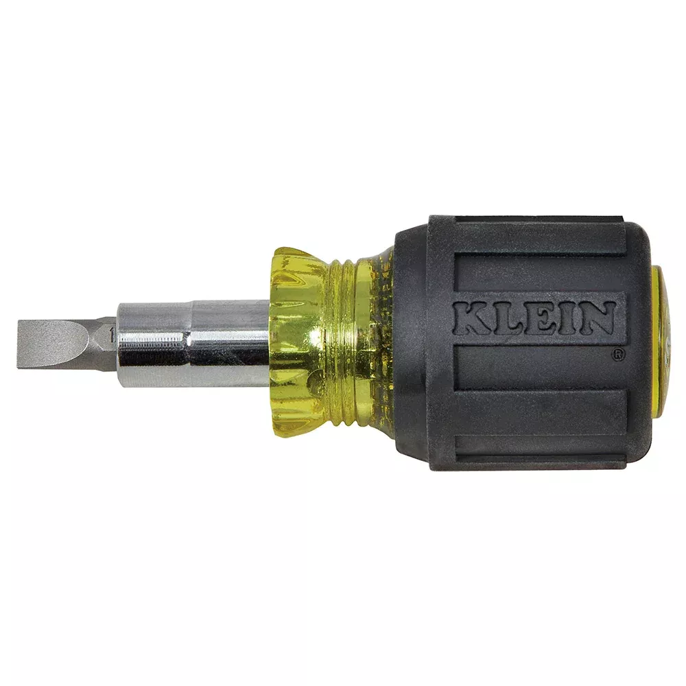Klein Tools 32561 Stubby Screwdriver and Nut Driver 6-in-1 Multi-Bit, 2 Phillips, 2 Flat Heads, 2 Nut Drivers