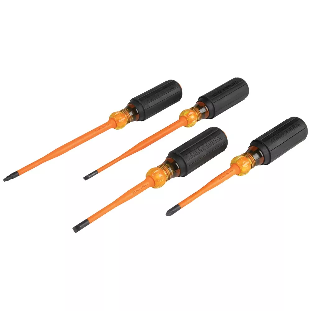 Klein Tools 4 PC. Slim-Tip Insulated Phillips, Cabinet, & Square Screwdriver Set