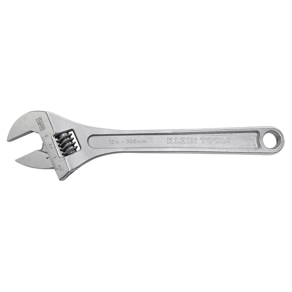 Klein Tools 507-12 Adjustable Wrench, Extra Capacity Jaw Forged Drive Wrench with High Polish Chrome Finish, 12-Inch