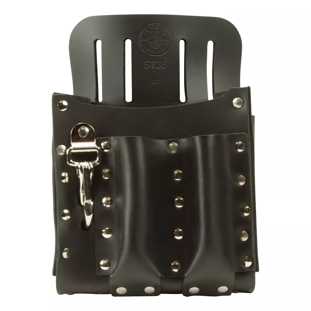 Klein Tools 5126 Leather Tool Pouch with Knife Snap, 5-Pocket