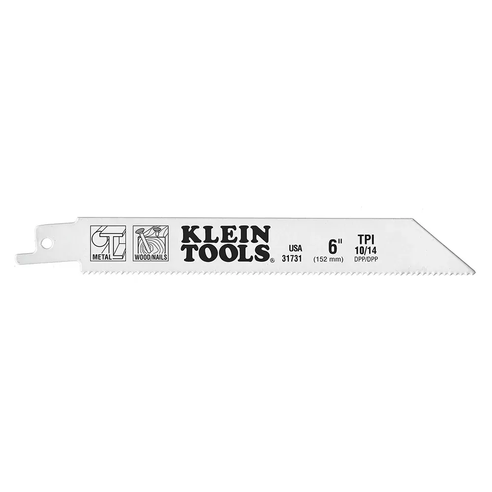 Klein Tools 6" 10/14 TPI Reciprocating Saw Blades (5 PACK)