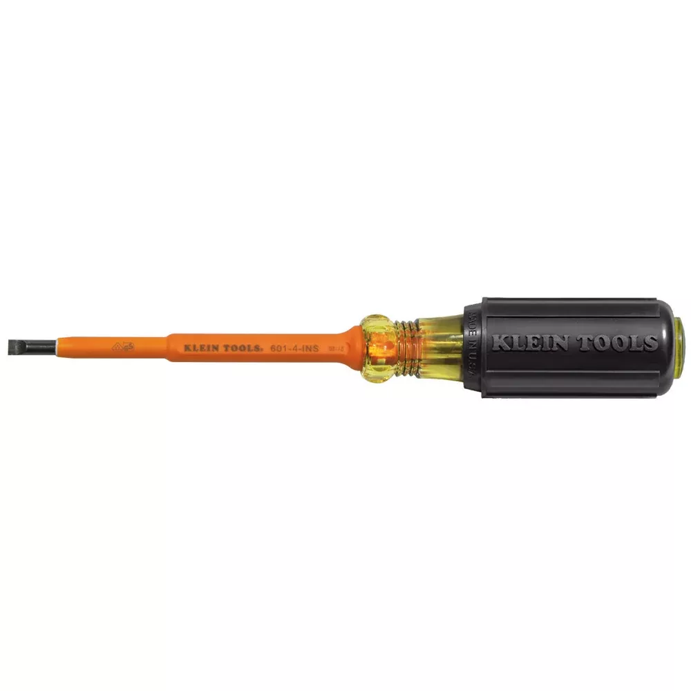 Klein Tools 601-4-INS Insulated Screwdriver, 3/16-Inch Cabinet, 4-Inch
