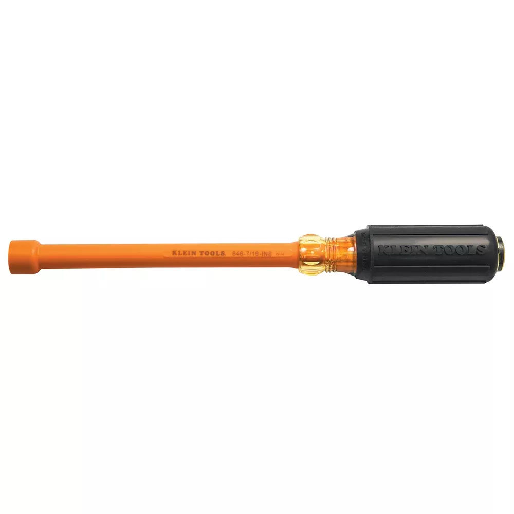 Klein Tools 646-7/16-INS 7/16-Inch Insulated Nut Driver 6-Inch Hollow Shaft