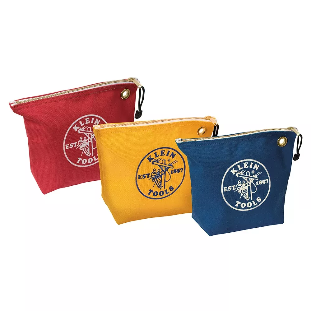 Klein Tools Canvas Zipper Bag Tool Pouches, Assorted Colors (3 PACK)