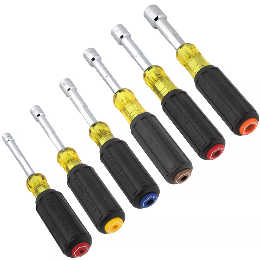 KLEIN TOOLS | Color-Coded Hollow-Shaft Heavy-Duty Nut Driver Set, 6-Piece | #65456