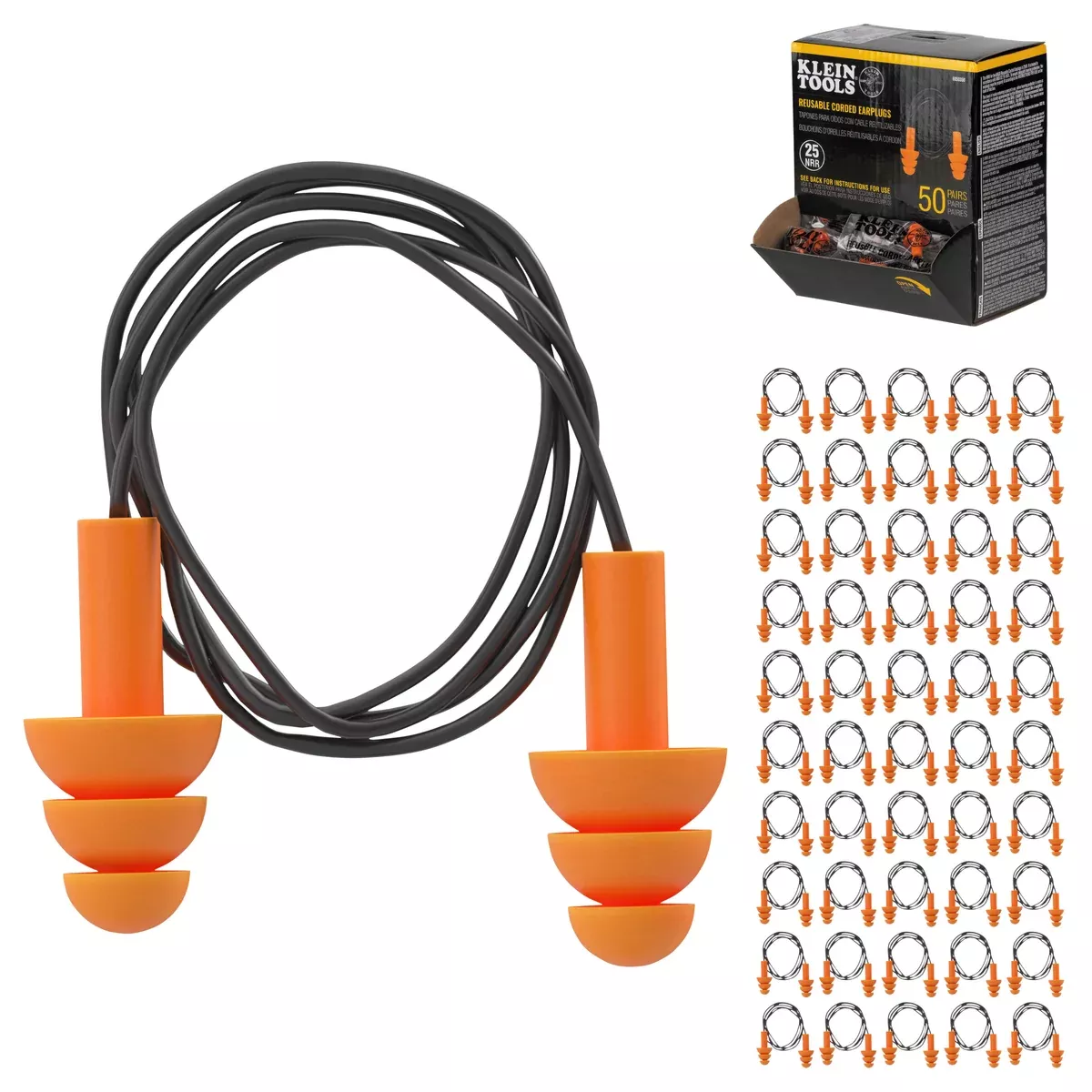 Klein Tools Corded Earplugs Dispenser Box (50 PAIRS)