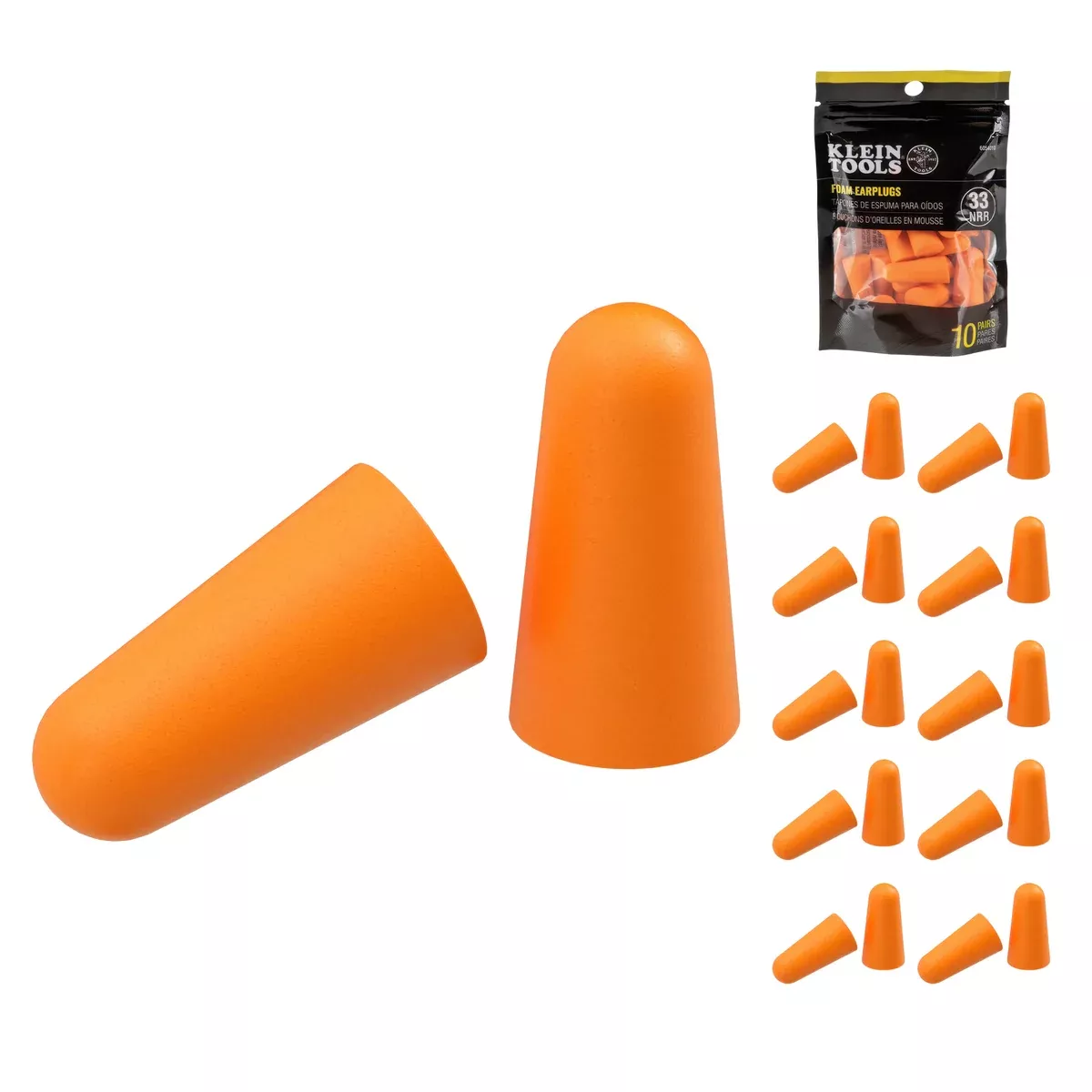 Klein Tools Foam Earplugs Resealable Pouch (10 PAIRS)