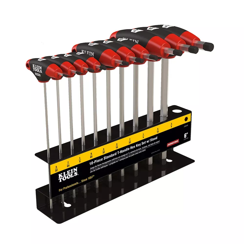 Klein Tools JOURNEYMAN™ 10 PC. 6" SAE T-Handle Hex Key Set w/ Stand