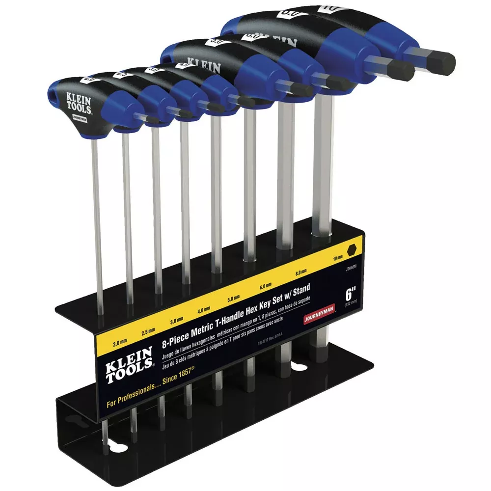 Klein Tools JOURNEYMAN™ 8 PC. 6" Metric T-Handle Hex Key Set w/ Stand