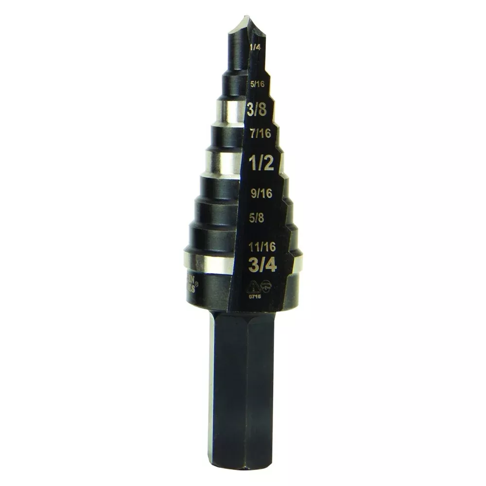 Klein Tools KTSB03 Double Fluted Step Drill Bit #3, 1/4" - 3/4"