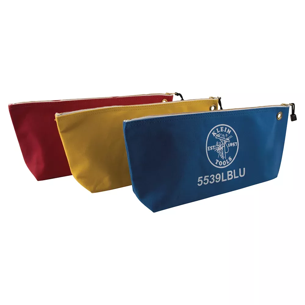 Klein Tools Large Canvas Zipper Bag Tool Pouches, Assorted Colors (3 PACK)