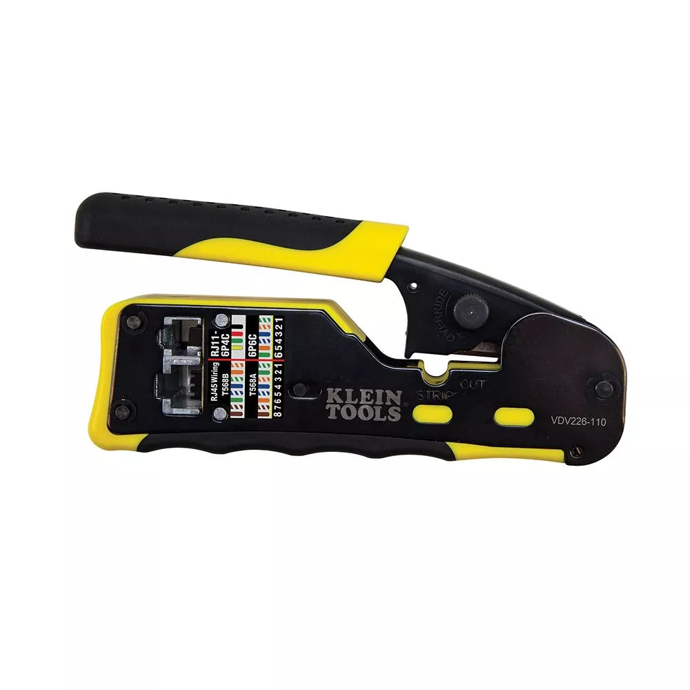 Klein Tools Ratcheting Cable Crimper / Stripper / Cutter For PASS-THRU™