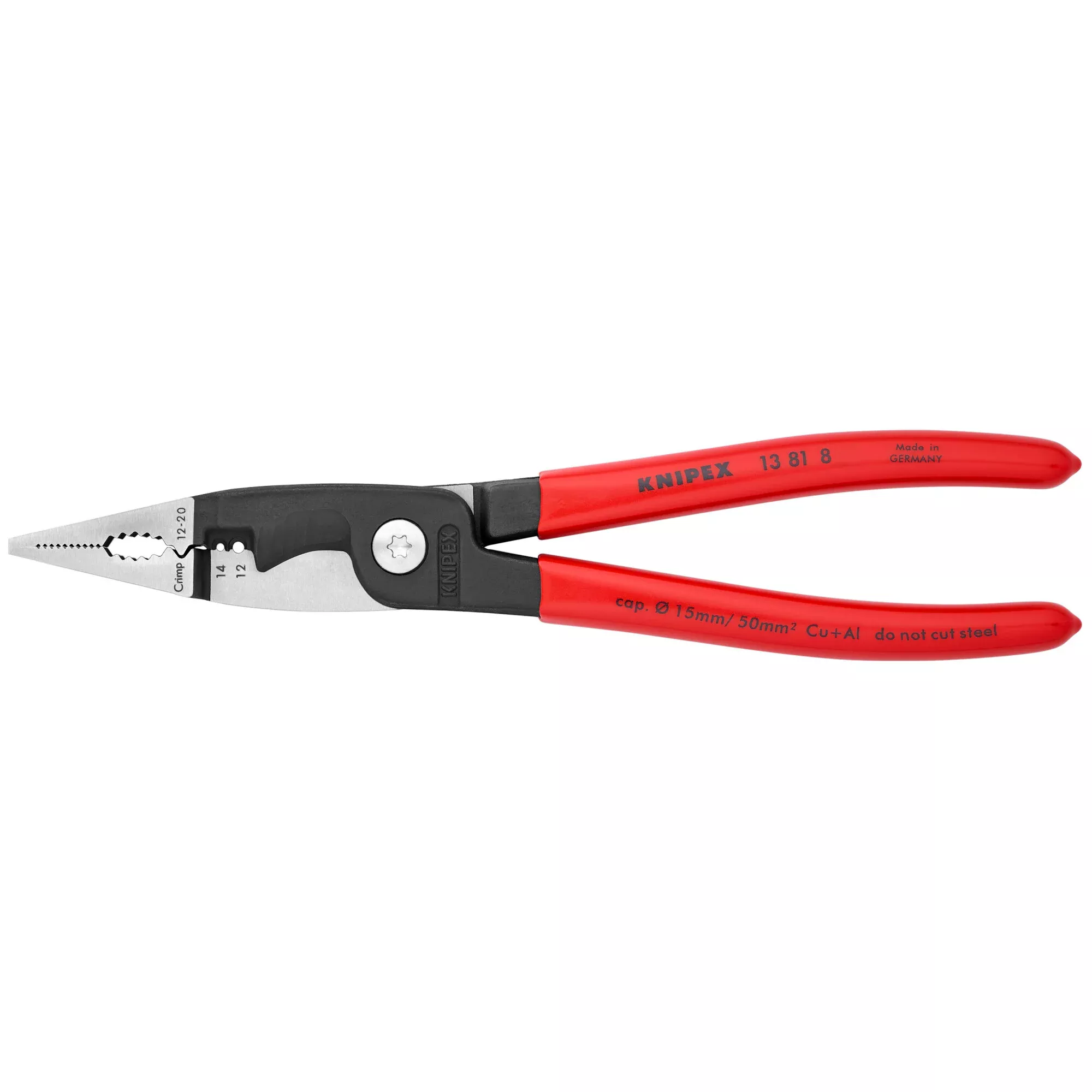 Knipex 13 81 8 8" 6-in-1 Electrical Installation Pliers 12 and 14 AWG