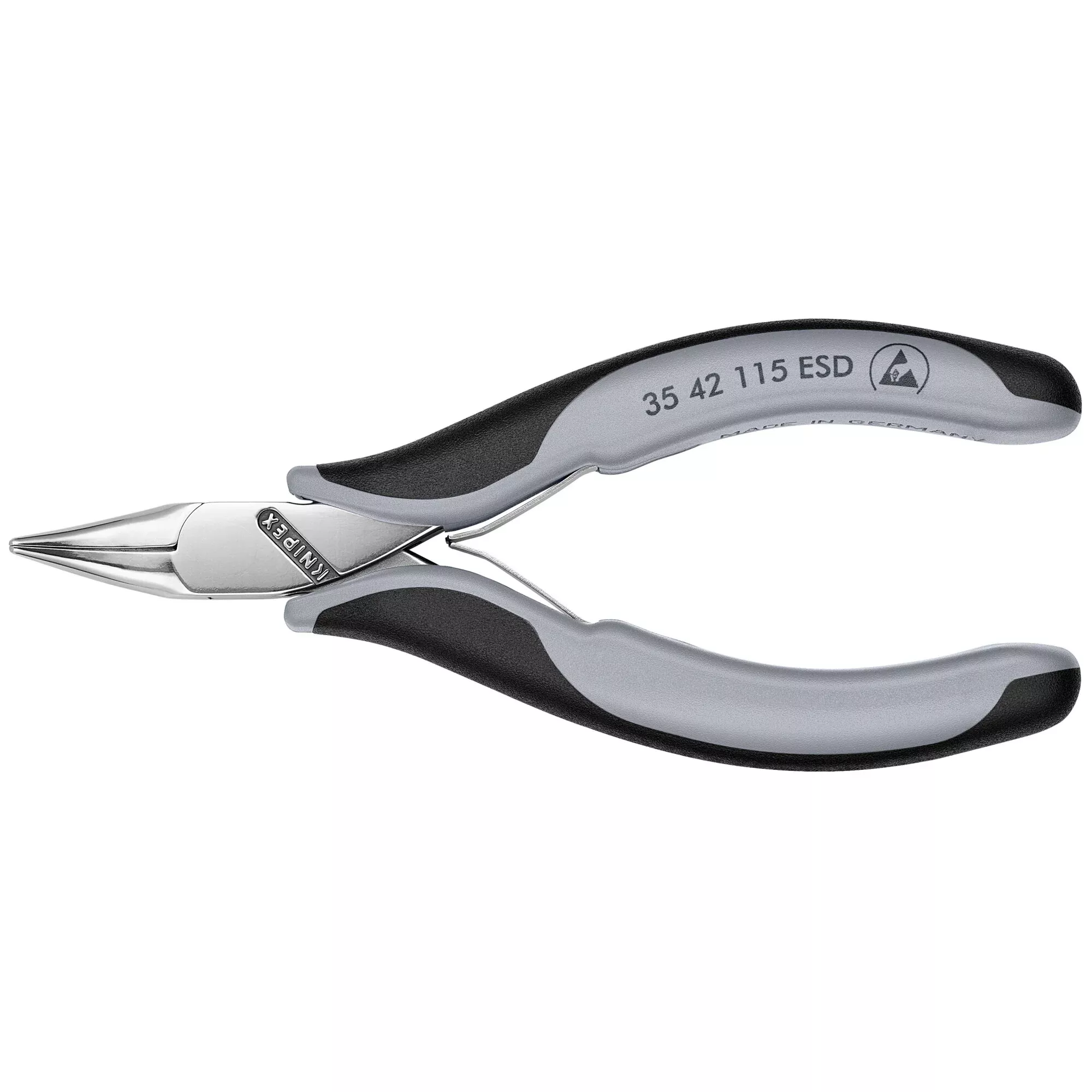 Knipex 35 42 115 ESD 4 1/2" Electronics 45° Angled Pliers-Half Round Tips, ESD Handles