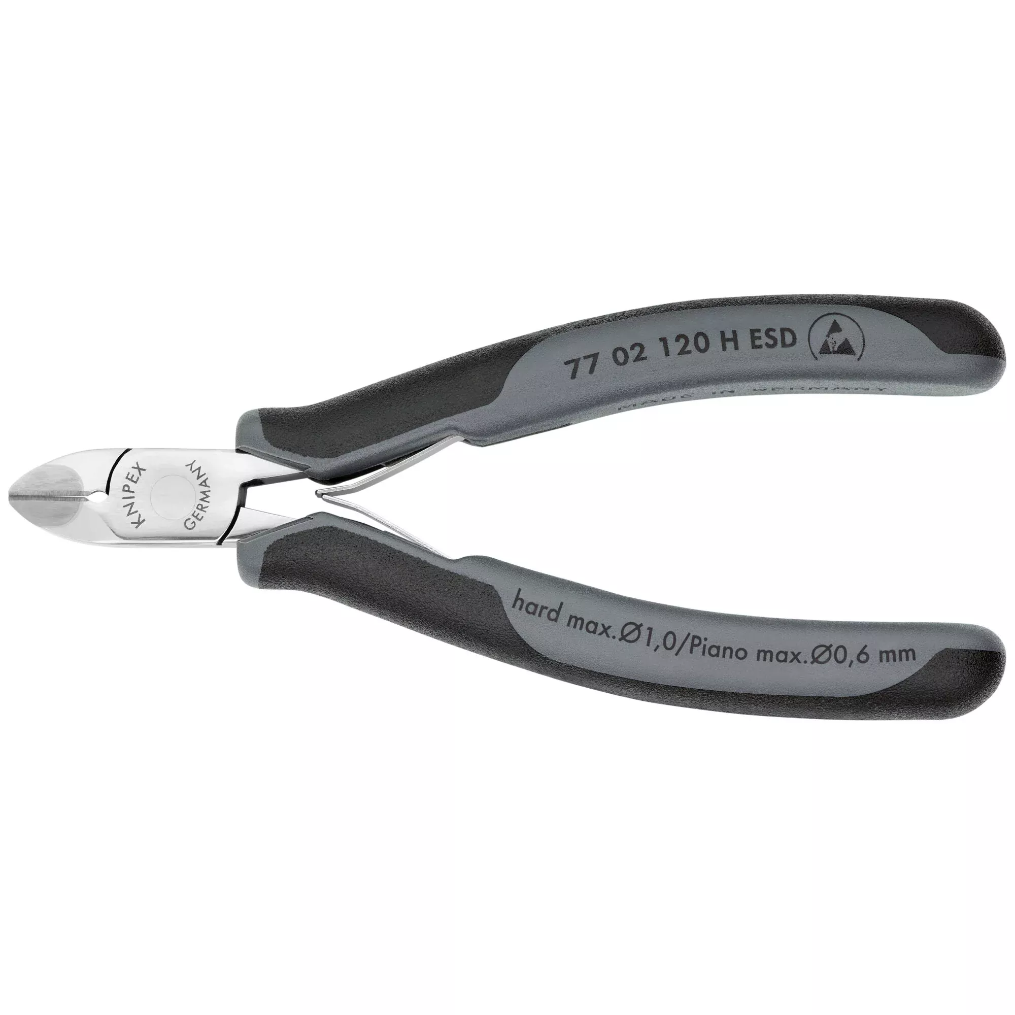 Knipex 77 02 120 H ESD 4 3/4" Electronics Diagonal Cutters-Carbide Metal Cutting Edges-ESD Handles