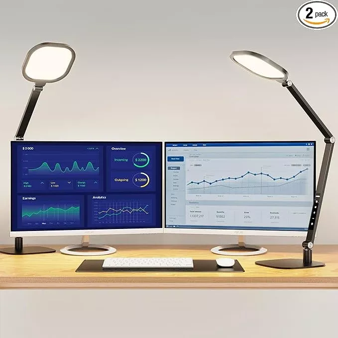 LED Desk Lamp for Home Office, Desk Light for Video Call, 3 Color Temperature 10 Brightness Computer Light, Dimmable Led Desk Light with Memory & Timer Func, Metal Swing Arm Architect Desk Lamp White