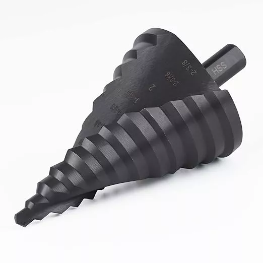 Lichamp Jumbo 2-3/8" Unibit Step Drill Bit for Metal, Extra Large Drill Stepper Bit for Hard Metal Heavy Duty, 12 Sizes from 1/4" to 2-3/8", Spiral Grooved, C5BK