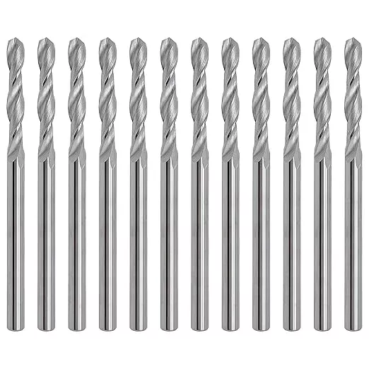 LU&MN 1/8" Solid Carbide Jobber Drill Bits with Straight Shank and 118° Point Angle, Made from Tungsten Carbide Material,12-Pieces