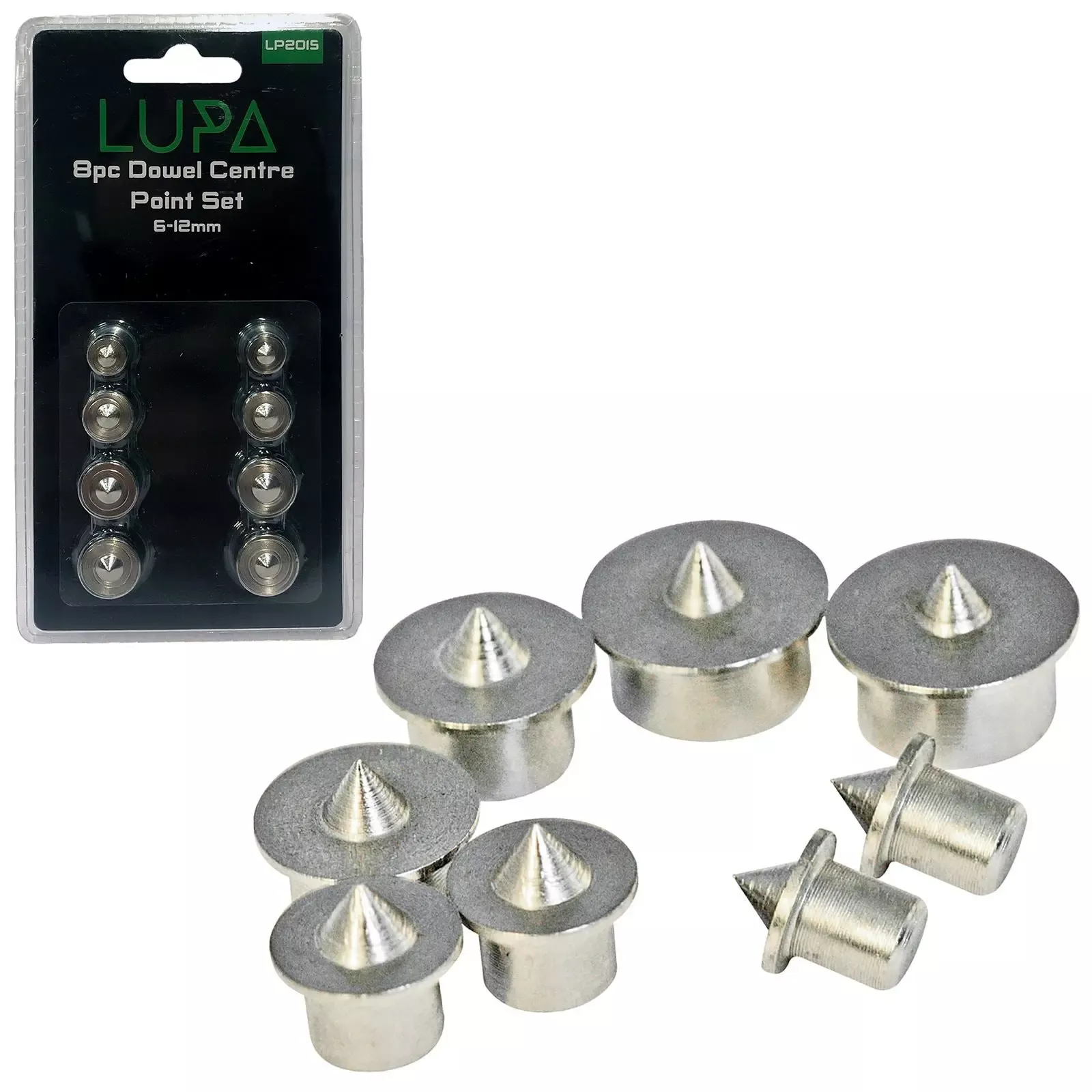 LUPA 8 Piece Dowel Centre Point Set 6-12mm Woodwork Joinery Kitchen Worktop Jig