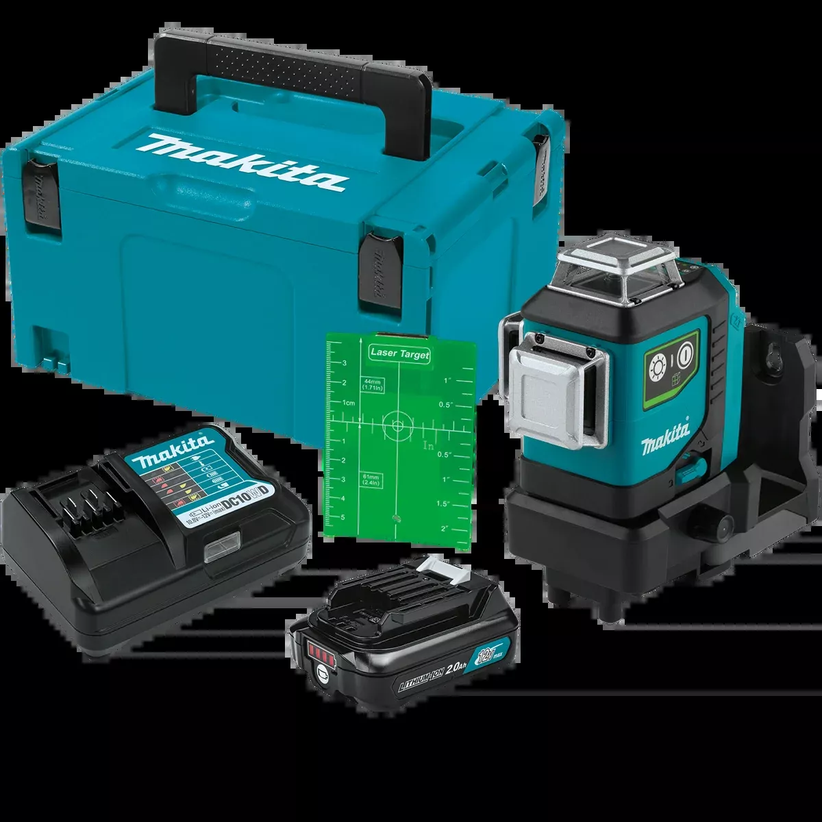 MAKITA 12V MAX CXT Self‑Leveling 360° 3‑Plane Green Laser Kit