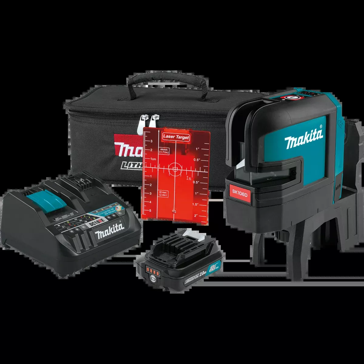MAKITA 12V MAX CXT Self‑Leveling Cross‑Line/4‑Point Red Beam Laser Kit