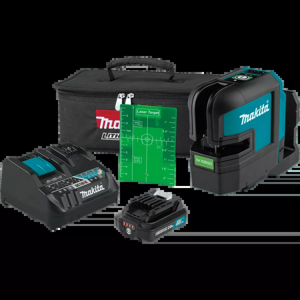 MAKITA 12V MAX CXT Self‑Leveling Cross‑Line Green Beam Laser Kit