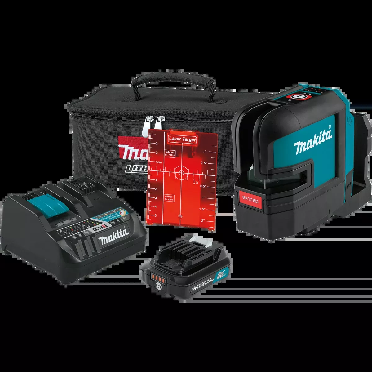 MAKITA 12V MAX CXT Self‑Leveling Cross‑Line Red Beam Laser Kit
