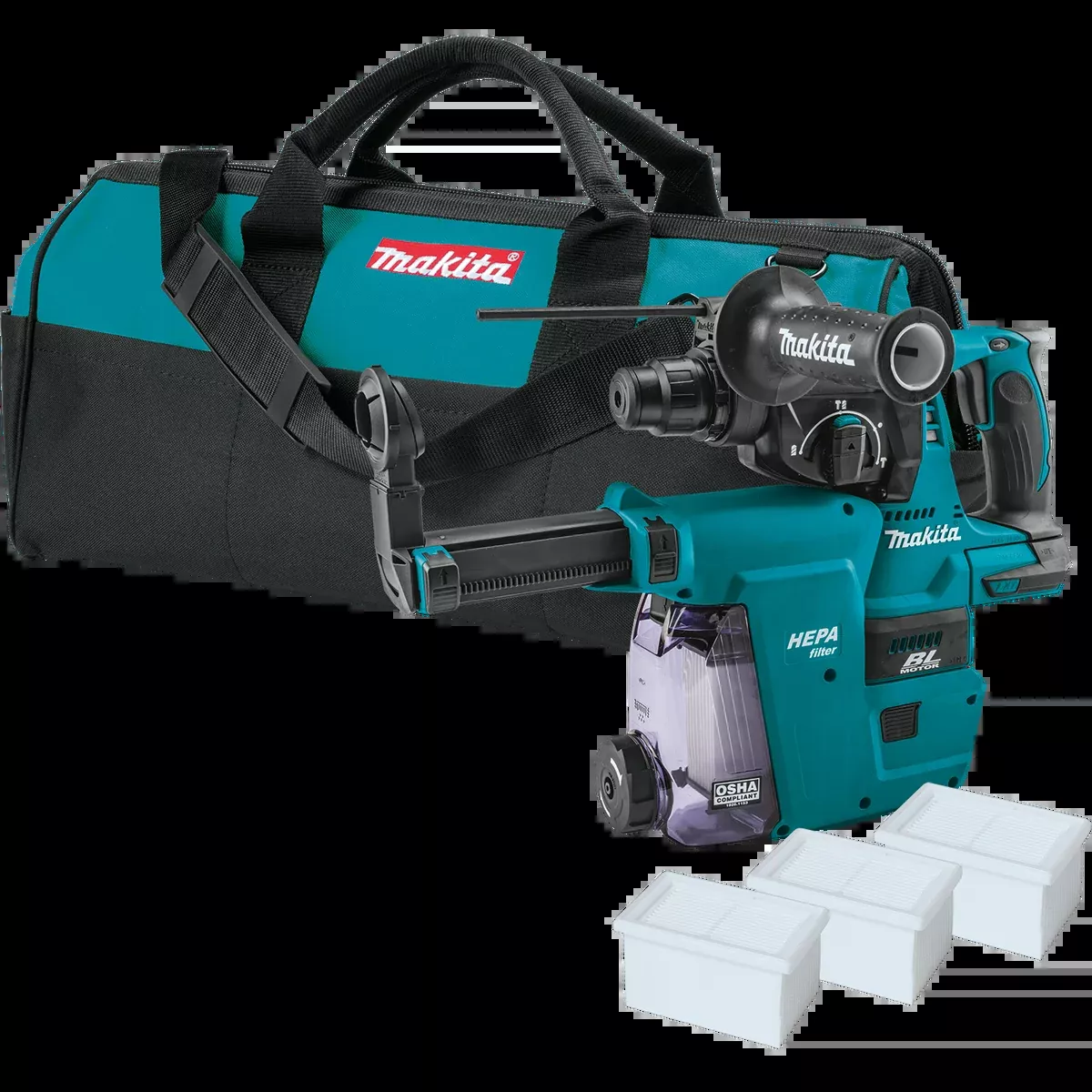 MAKITA 18V LXT 1" SDS‑PLUS Rotary Hammer w/ HEPA Dust Extractor Attachment (Tool Only)