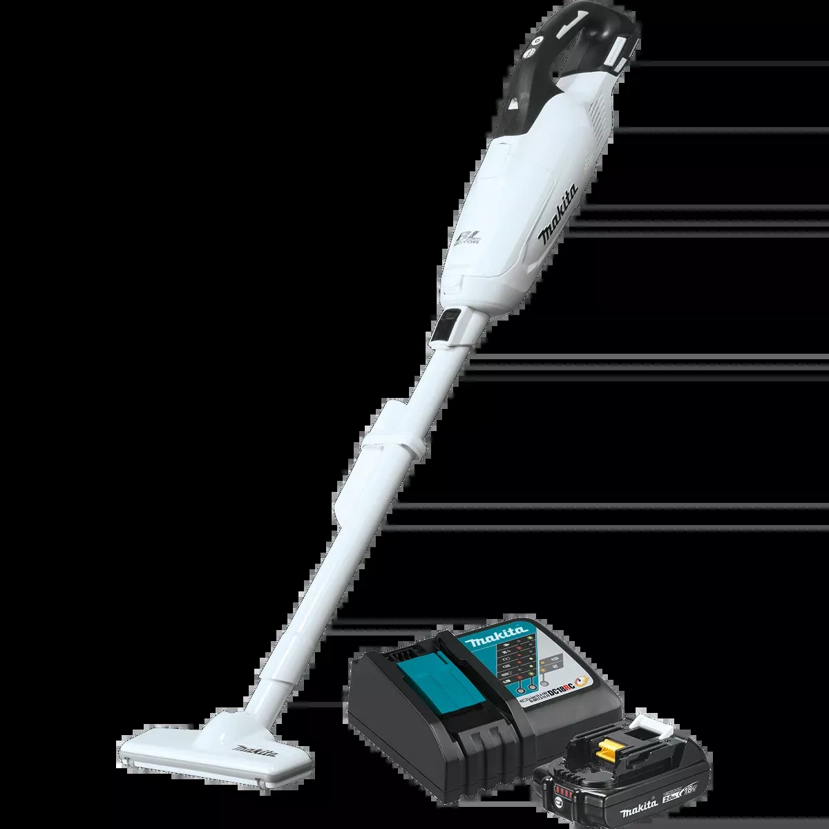 MAKITA 18V LXT Compact 3‑Speed Vacuum, w/ Push Button & Dust Bag Kit