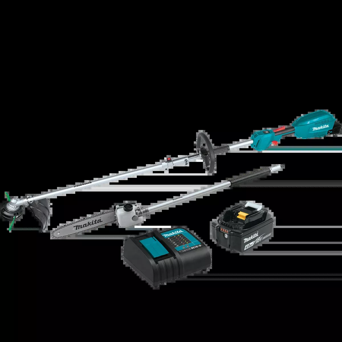 MAKITA 18V LXT Couple Shaft Power Head Kit w/ 13" String Trimmer & 10" Pole Saw Attachments