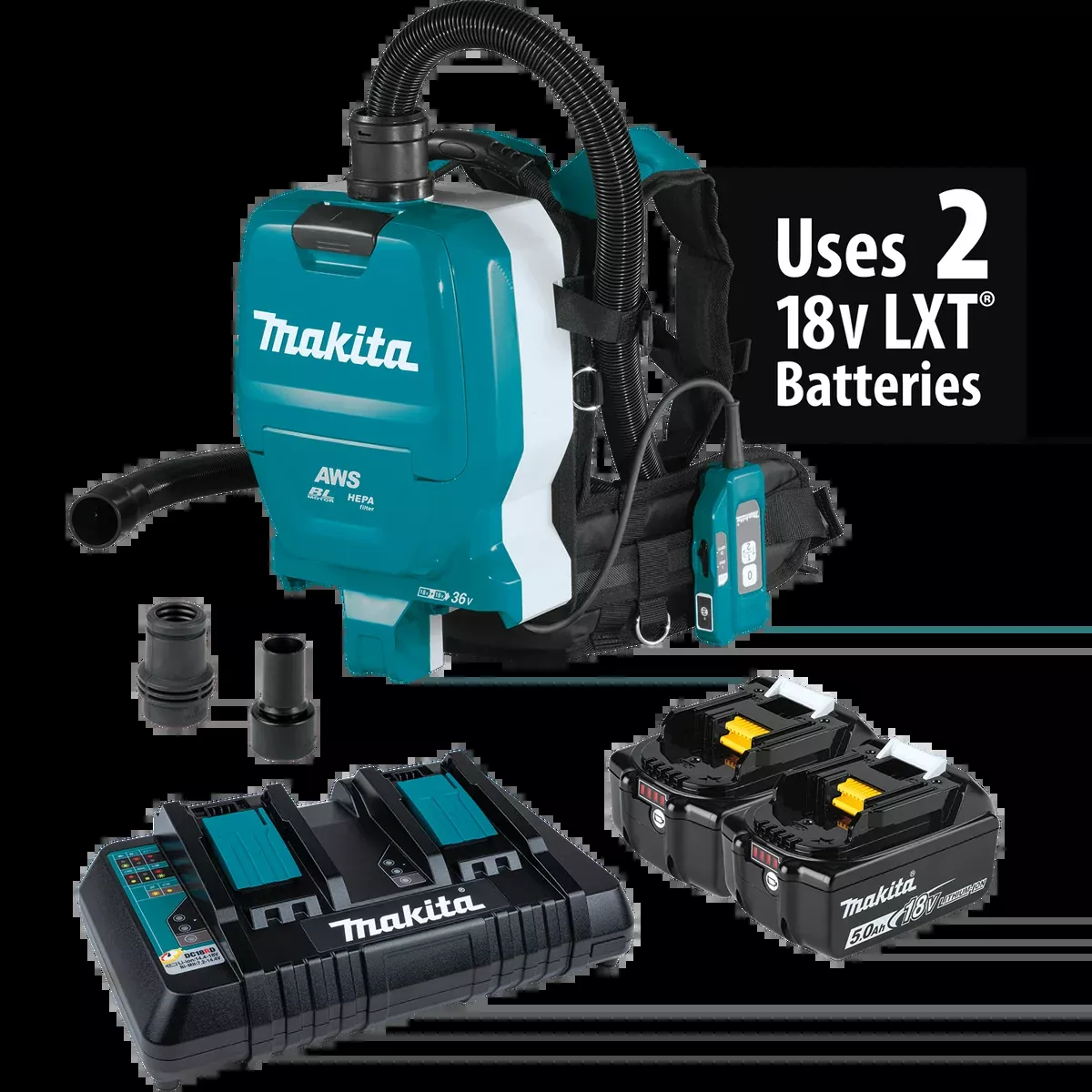 MAKITA 36V (18V X2) LXT 1/2 Gallon HEPA Filter Backpack Dry Dust Extractor Kit