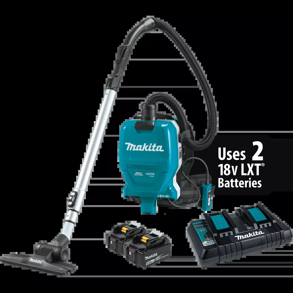 MAKITA 36V (18V X2) LXT 1/2 Gallon HEPA Filter Backpack Dry Vacuum Kit