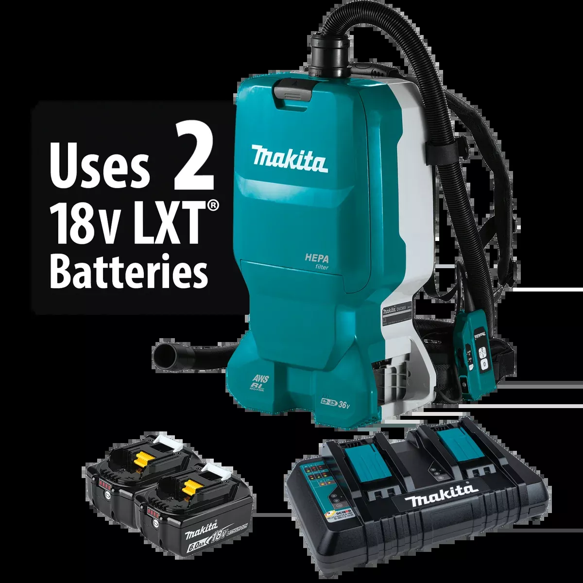 MAKITA 36V (18V X2) LXT 1.6 Gallon HEPA Filter Backpack Dry Dust Extractor Kit