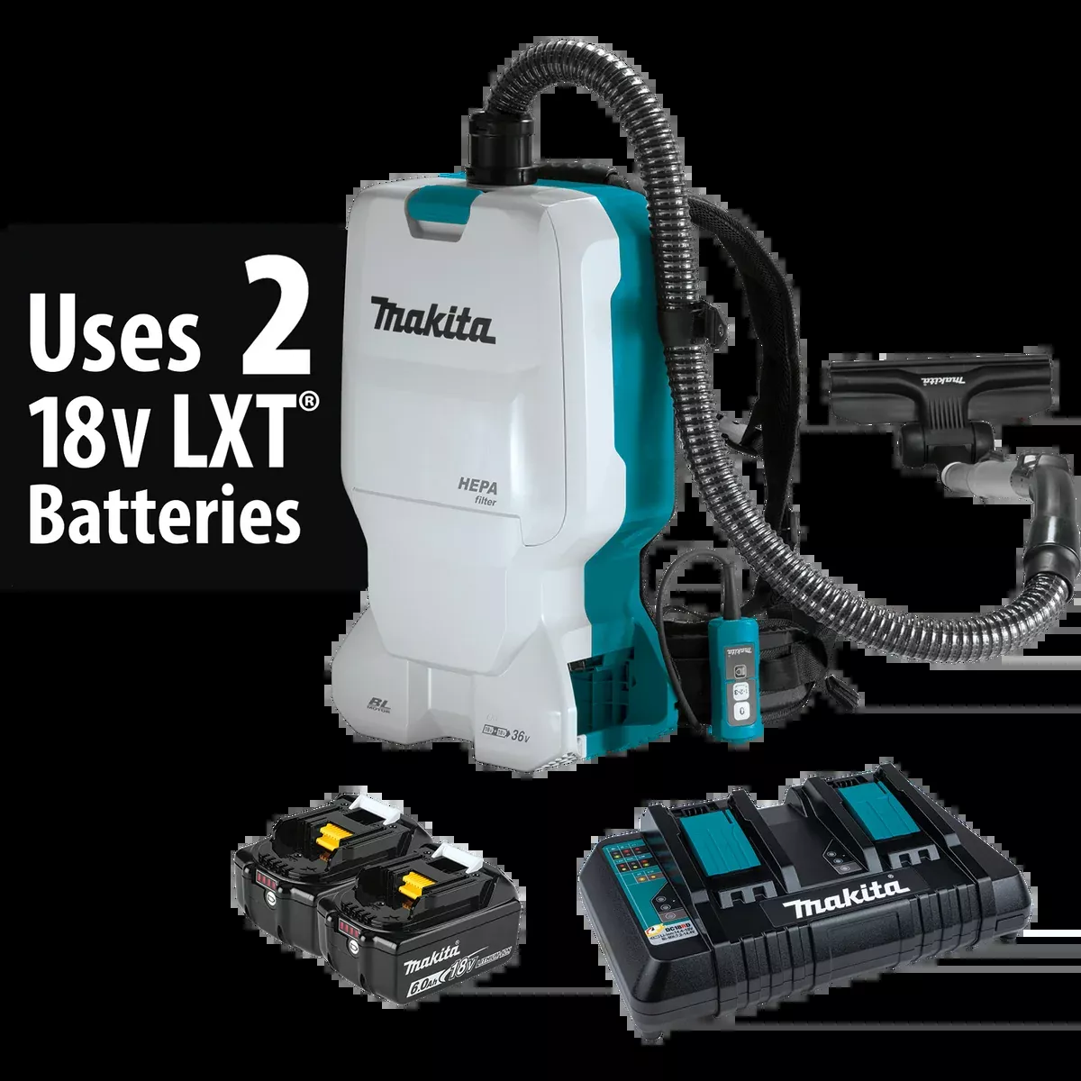 MAKITA 36V (18V X2) LXT 1.6 Gallon HEPA Filter Backpack Dry Vacuum Kit