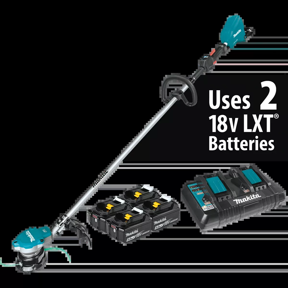 MAKITA 36V (18V X2) LXT String Trimmer Kit w/ 4 Batteries