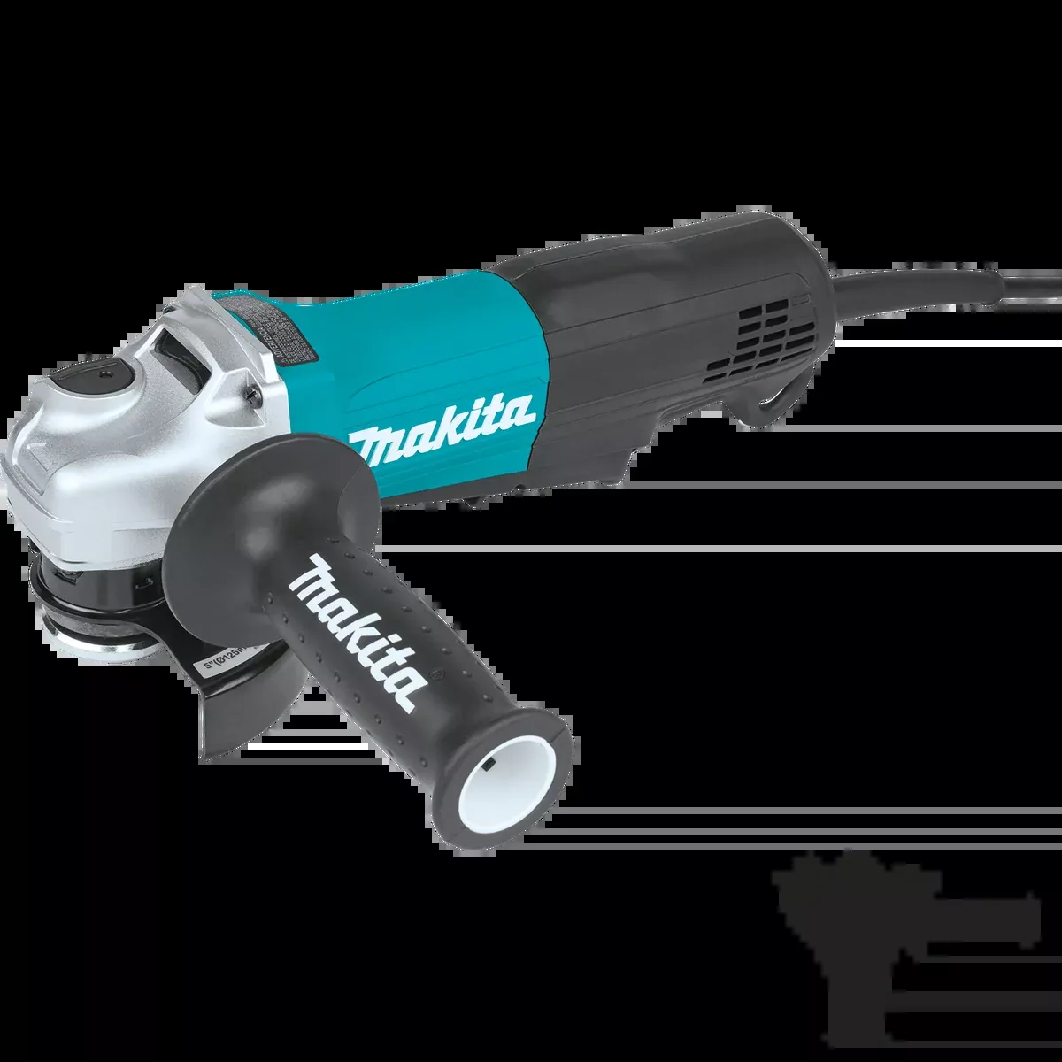 MAKITA 4‑1/2" / 5" Paddle Switch Angle Grinder, w/ Non‑Removable Guard