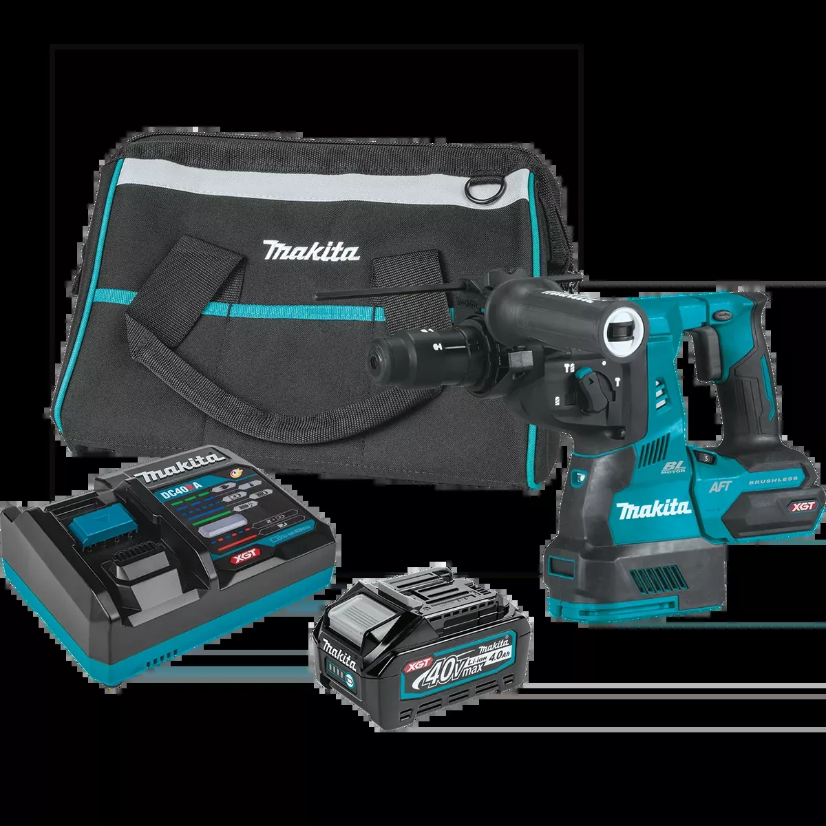 MAKITA 40V MAX XGT 1‑1/8" SDS‑PLUS AVT Rotary Hammer w/ Interchangeable Chuck Kit
