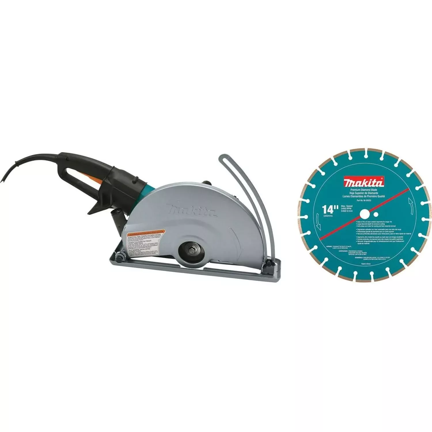 Makita 4114X Corded 14" SJS Electric Angle Cutter, with 14" Diamond Blade