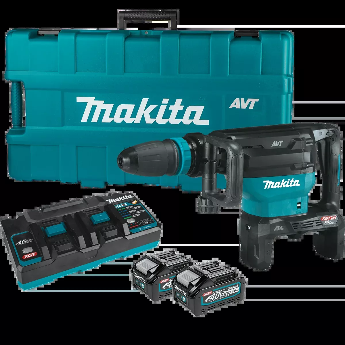 MAKITA 80V MAX (40V MAX X2) XGT SDS‑MAX AVT Demolition Hammer Kit