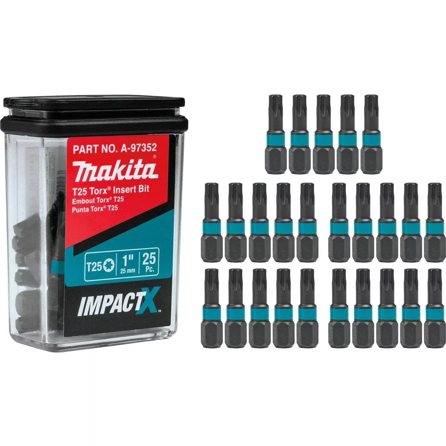 Makita A-97352 ImpactX T25 Torx 1" Insert Bit, 25/pk